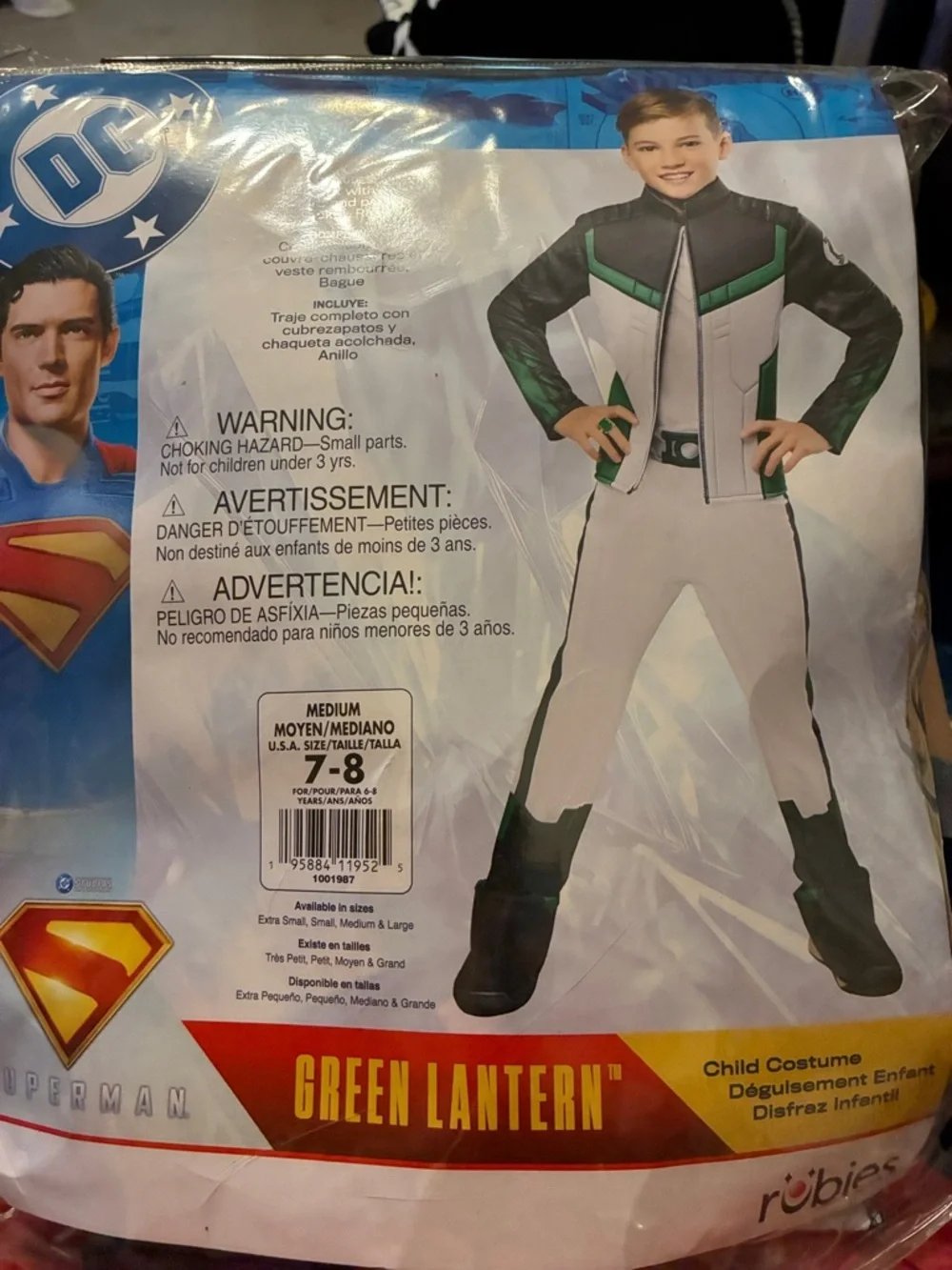 NWT Green Lantern Costume Jumpsuit with Attached Faux Jacket and Ring medium 7-8